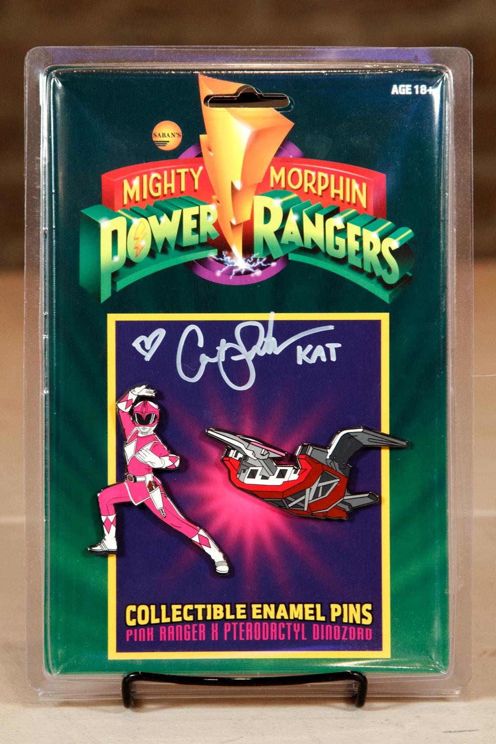 Power Rangers Pink Ranger X Pterodactyl Zord Pin Set SIGNED by Catherine Sutherland
