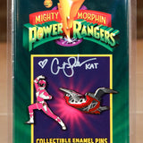 Power Rangers Pink Ranger X Pterodactyl Zord Pin Set SIGNED by Catherine Sutherland
