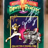 Power Rangers White Ranger X White Tigerzord Pin Set SIGNED by Jason David Frank & Jenna Frank & Skye Frank