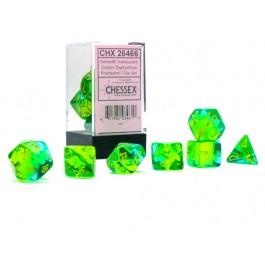 Gemini: Poly Translucent Green-Teal/yellow 7-Die Set