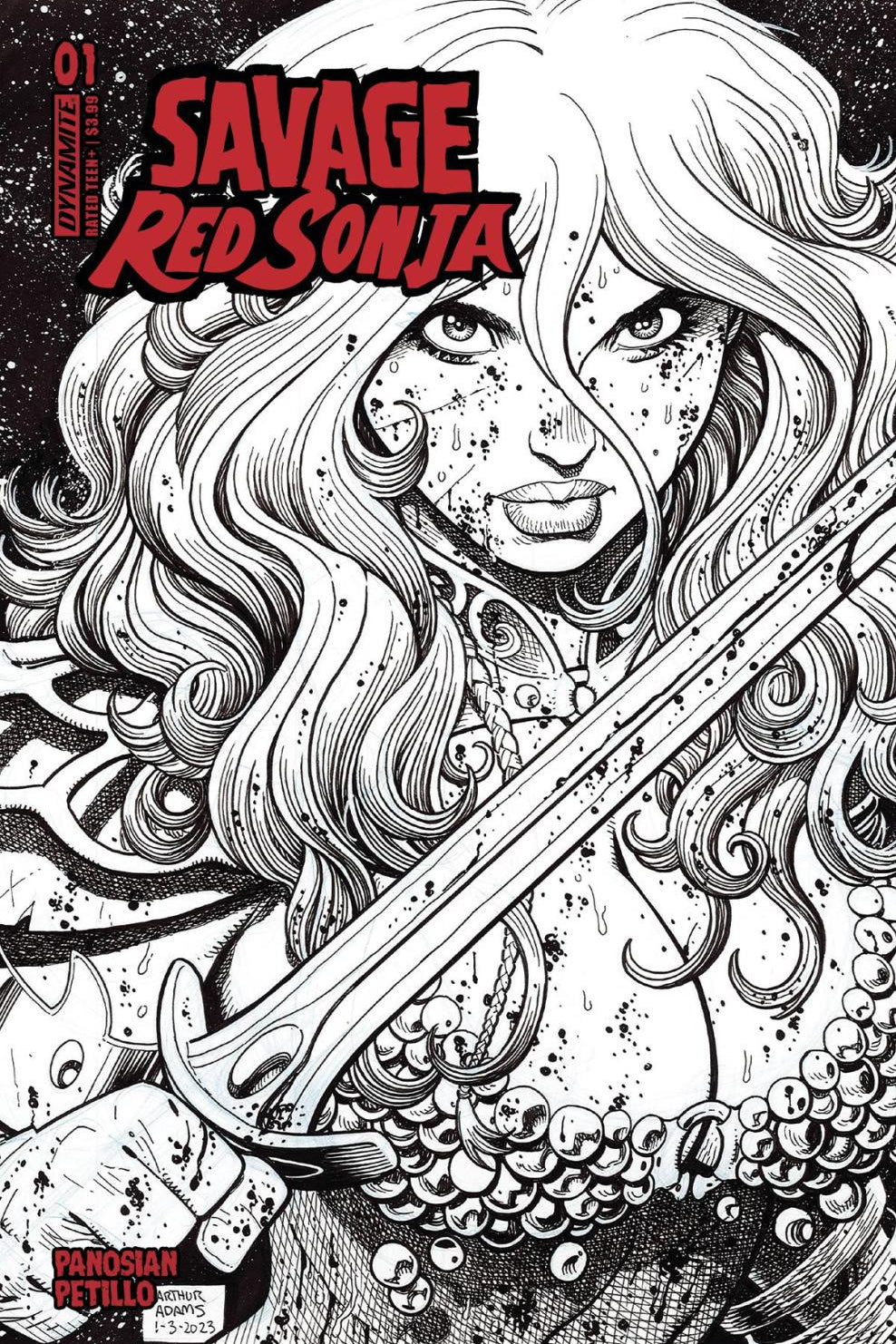Savage Red Sonja #1 Cvr F 10 Copy Incv Adams Line Art