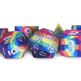 16MM PRIDE SHARP EDGE SILICONE RUBBER POLY DICE SET RAINBOW FLAG 7
