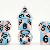 16MM PRIDE SHARP EDGE SILICONE RUBBER POLY DICE SET TRANSGENDER 7