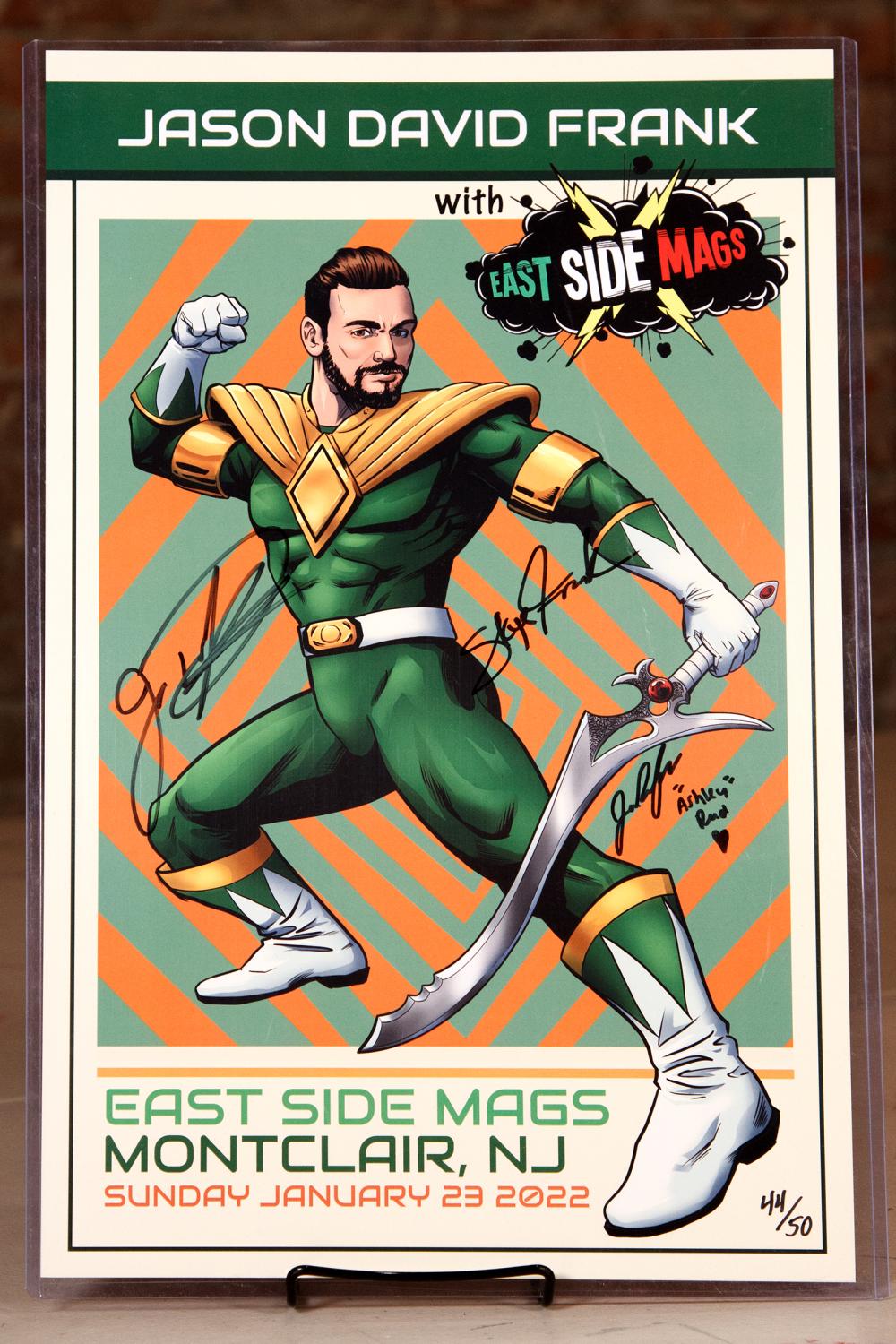 Green Ranger Pose Print SIGNED by Jason David Frank & Jenna Frank & Skye Frank