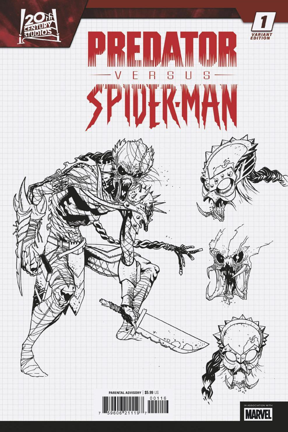 PREDATOR VS SPIDER-MAN #1 MARCELO FERREIRA DESIGN VAR 1:10 INCV