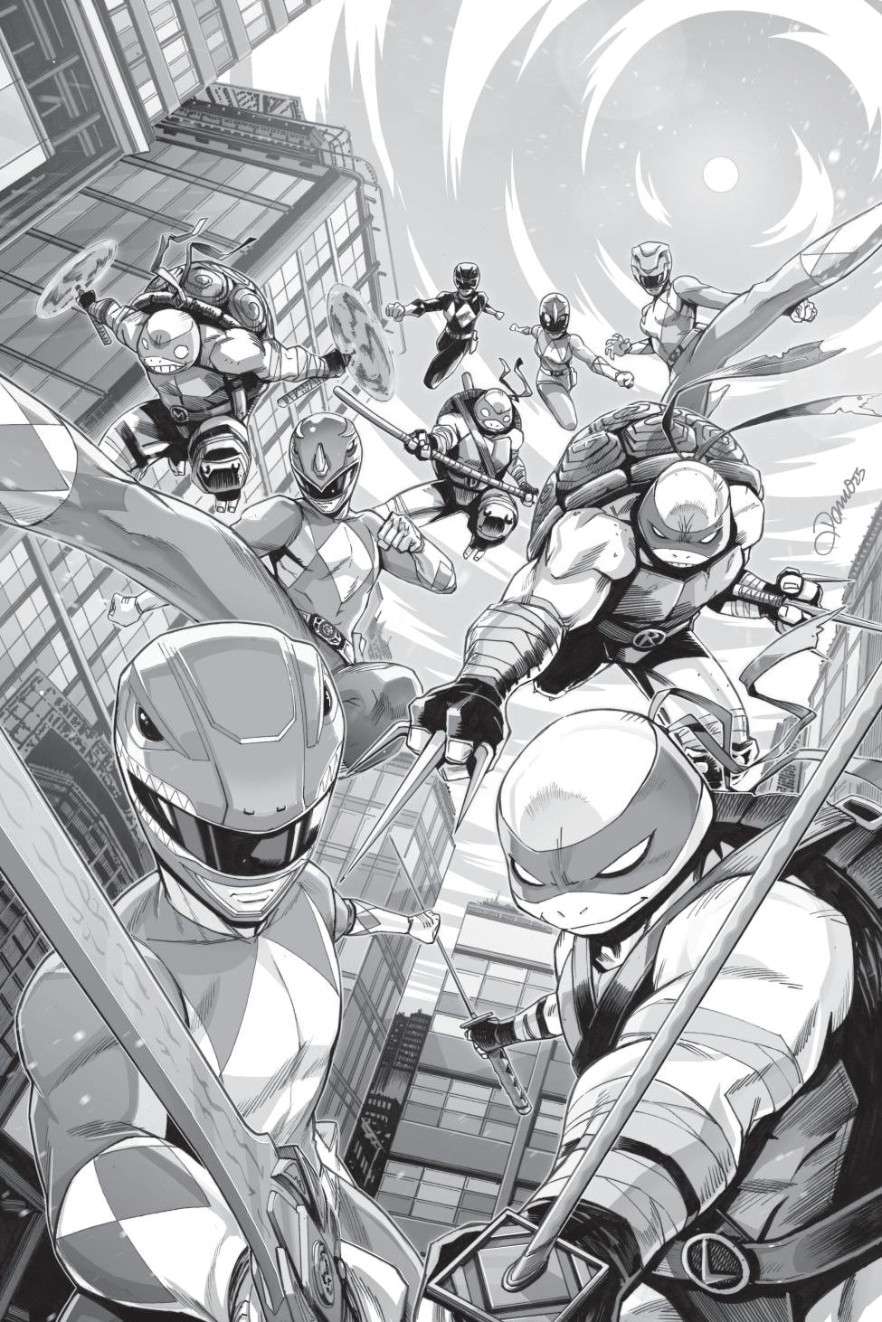 MIGHTY MORPHIN POWER RANGERS TEENAGE MUTANT NINJA TURTLES III #1 G 1:10 INCV FULL ART ZONNO CVR G 1:10 INCV