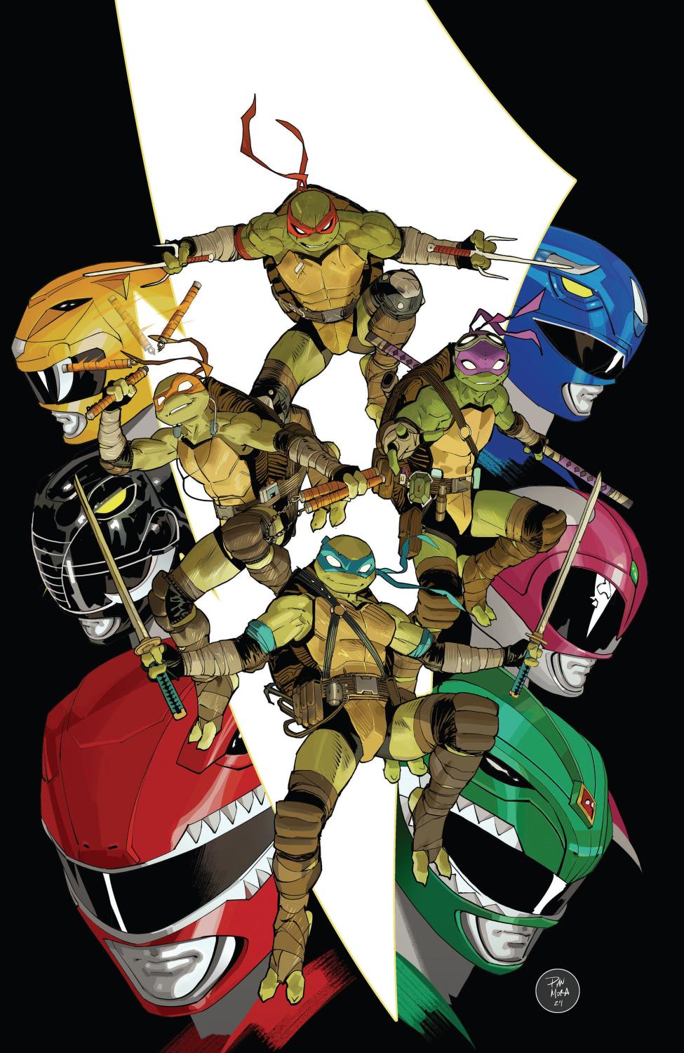 MIGHTY MORPHIN POWER RANGERS TEENAGE MUTANT NINJA TURTLES III #1 O UNLOCKABLE VAR FULL ART MORA CVR E