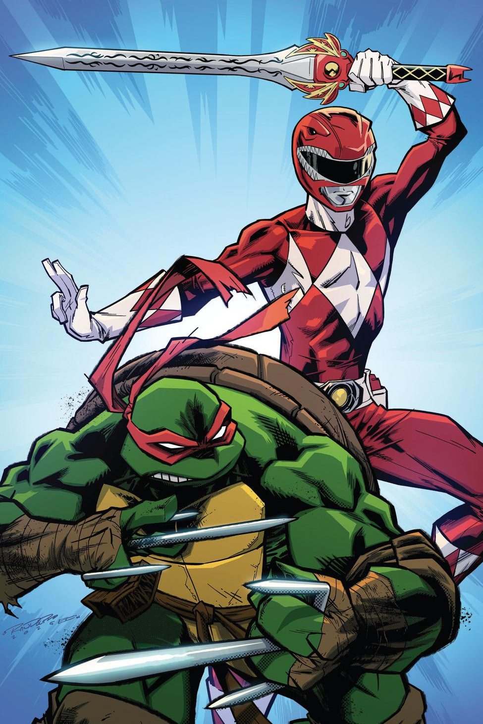 MIGHTY MORPHIN POWER RANGERS TEENAGE MUTANT NINJA TURTLES III #2 N 1:5 FOC INCV FULL ART FOIL RANDOLPH CVR D 1:5 INCV 1:5 INCV