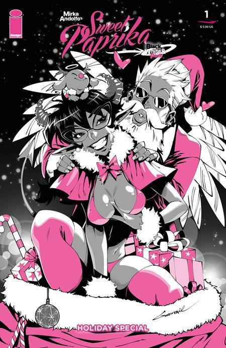 MIRKA ANDOLFOS SWEET PAPRIKA BLACK WHITE & PINK HOLIDAY SPECIAL ONE SHOT CVR B GODTAIL VAR