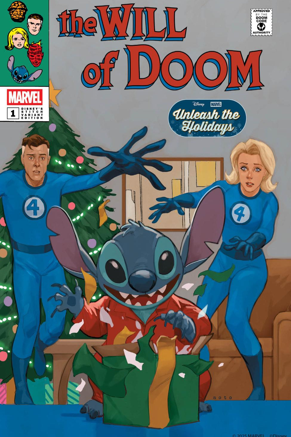 THE WILL OF DOOM #1 PHIL NOTO DISNEY STITCH UNLEASH THE HOLIDAYS VAR CVR G
