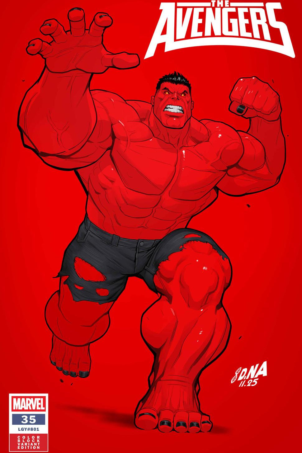 AVENGERS #35 DAVID NAKAYAMA COLOR BLOCK RED VAR CVR B