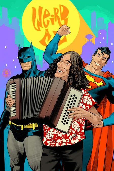 BATMAN SUPERMAN WORLDS FINEST #50 CVR G DAN MORA WEIRD AL YANKOVIC CAMEO CARD STOCK VAR