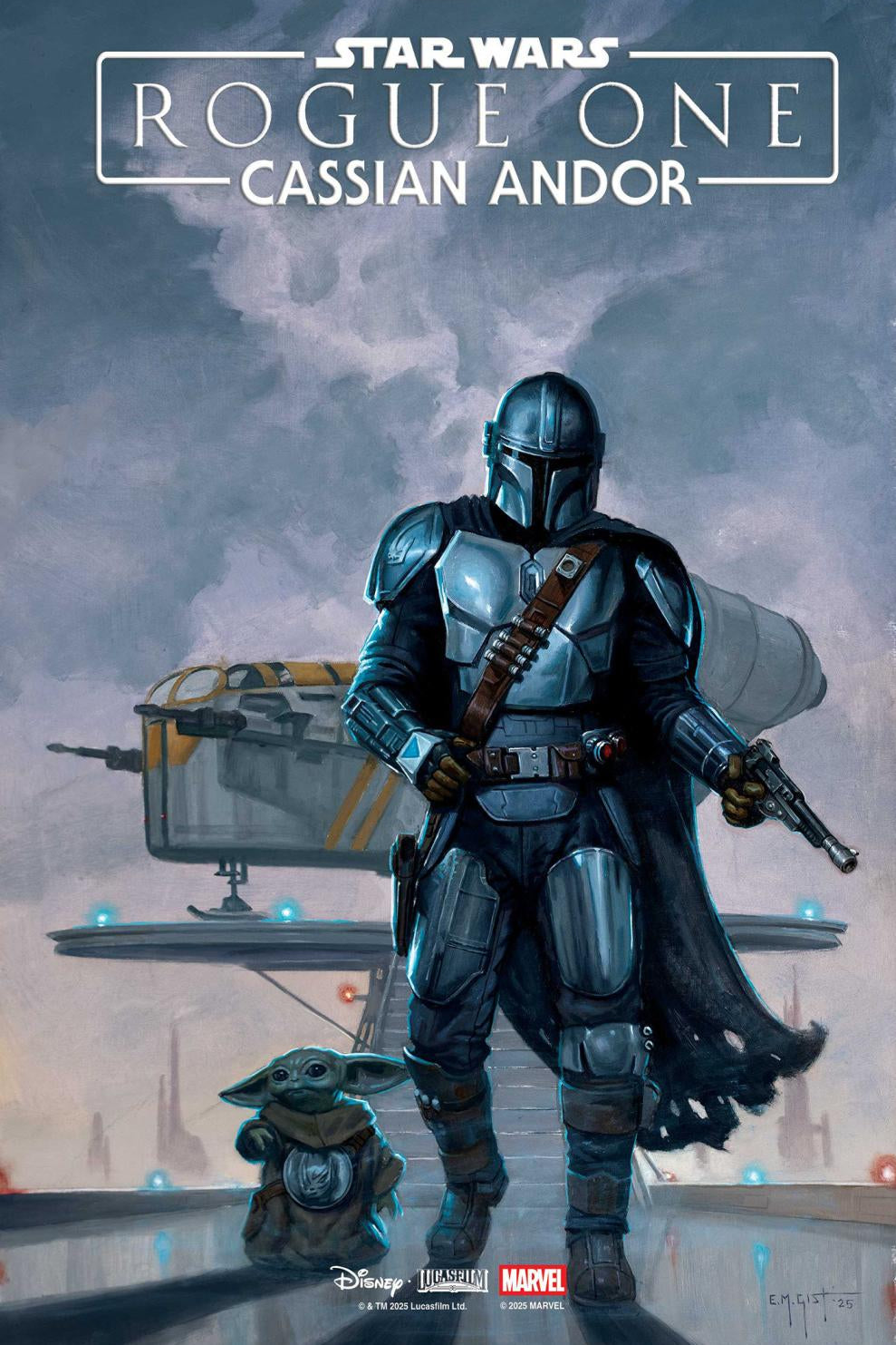 STAR WARS ROGUE ONE - CASSIAN ANDOR #1 EM GIST MANDALORIAN AND GROGU VAR CVR B