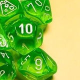 Translucent Rad Green / White Polyhedral 7-Die Set