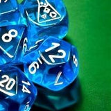 Translucent Tropical Blue / White Polyhedral 7-Die Set