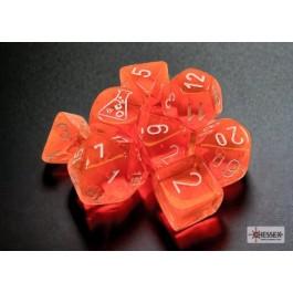 Translucent Neon Orange / White Polyhedral 7-Die Set
