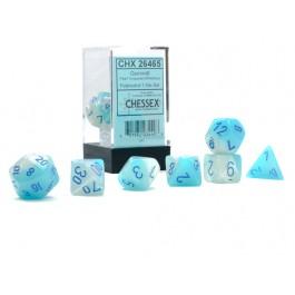 Nebula: Poly Translucent Pearl Turquoise-White/blue 7-Die Set