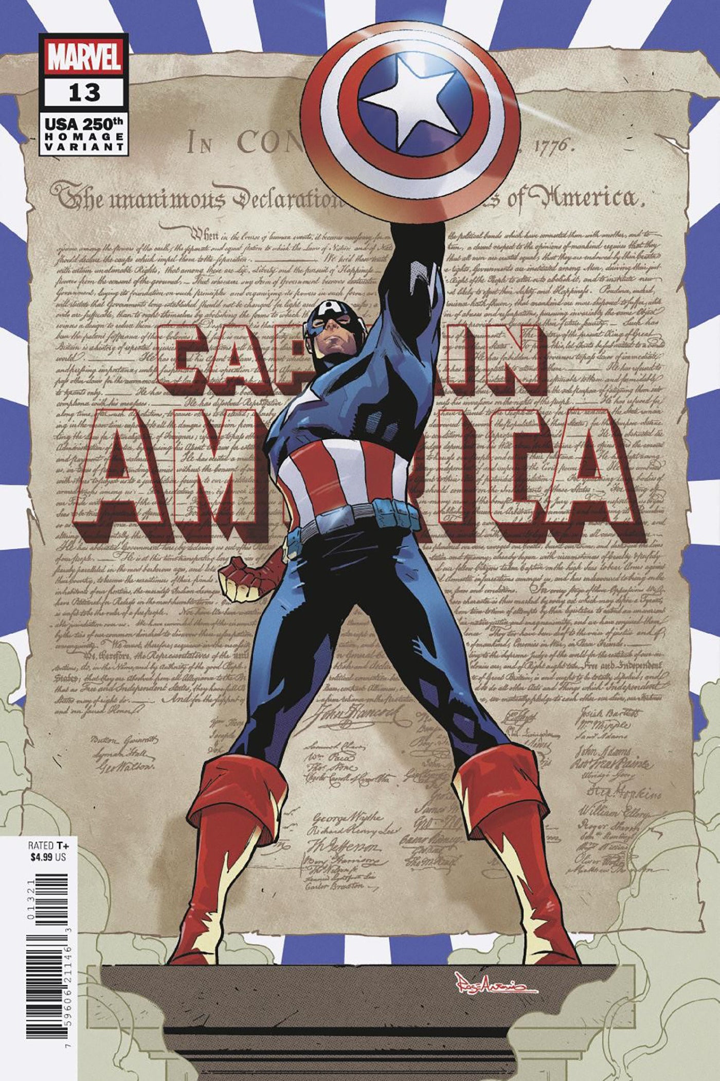 CAPTAIN AMERICA #13 ROGE ANTONIO 250TH HOMAGE CVR ARM CVR B