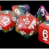 Metallic Dice Games LIC667 16 mm Polyhedral Dice Set, Opaque Rainbow & White - Set of 7
