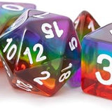 Metallic Dice Games LIC667 16 mm Polyhedral Dice Set, Translucent Rainbow & White - Set of 7
