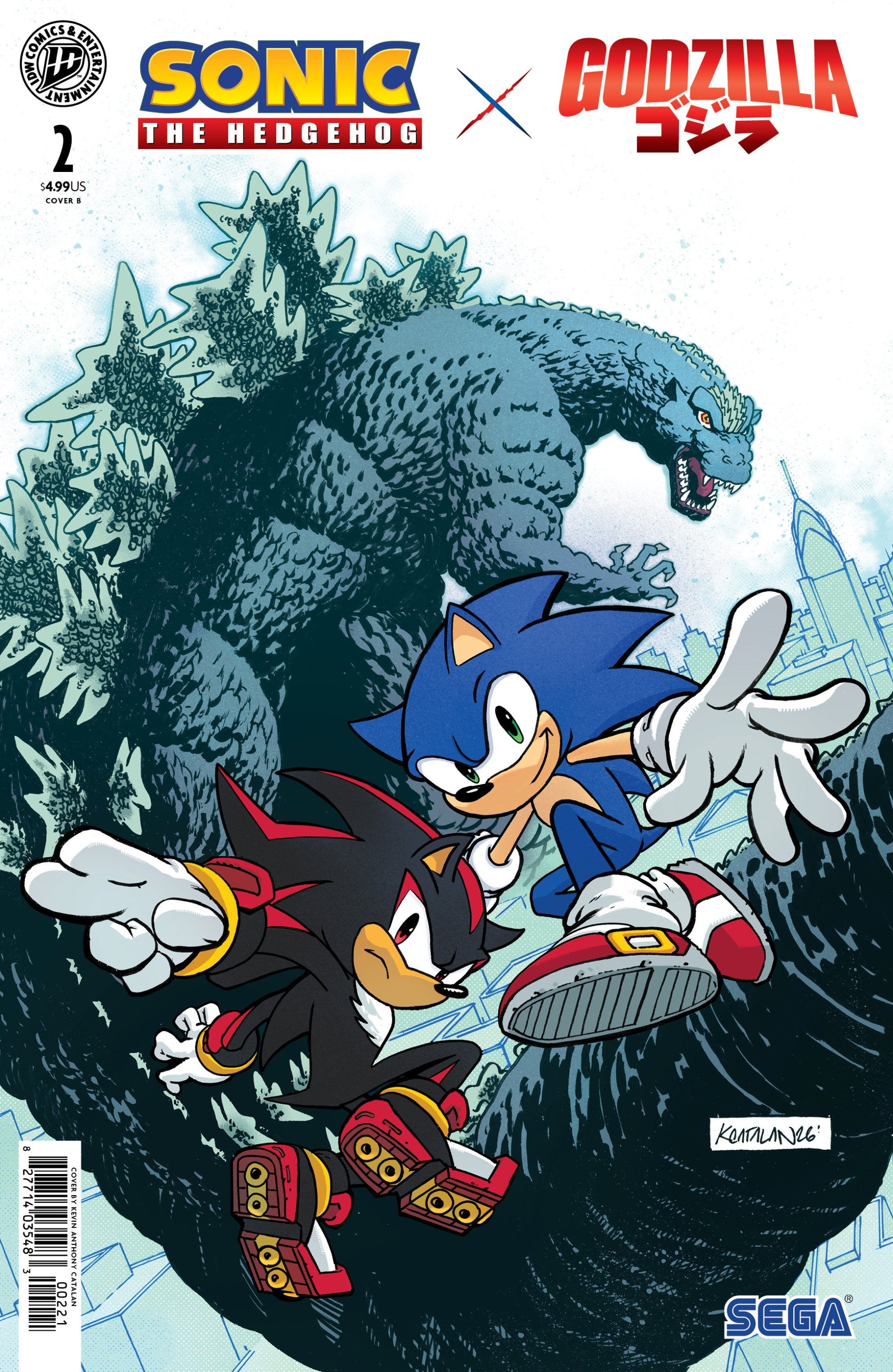 SONIC THE HEDGEHOG X GODZILLA #2 VAR B CATALAN CVR B