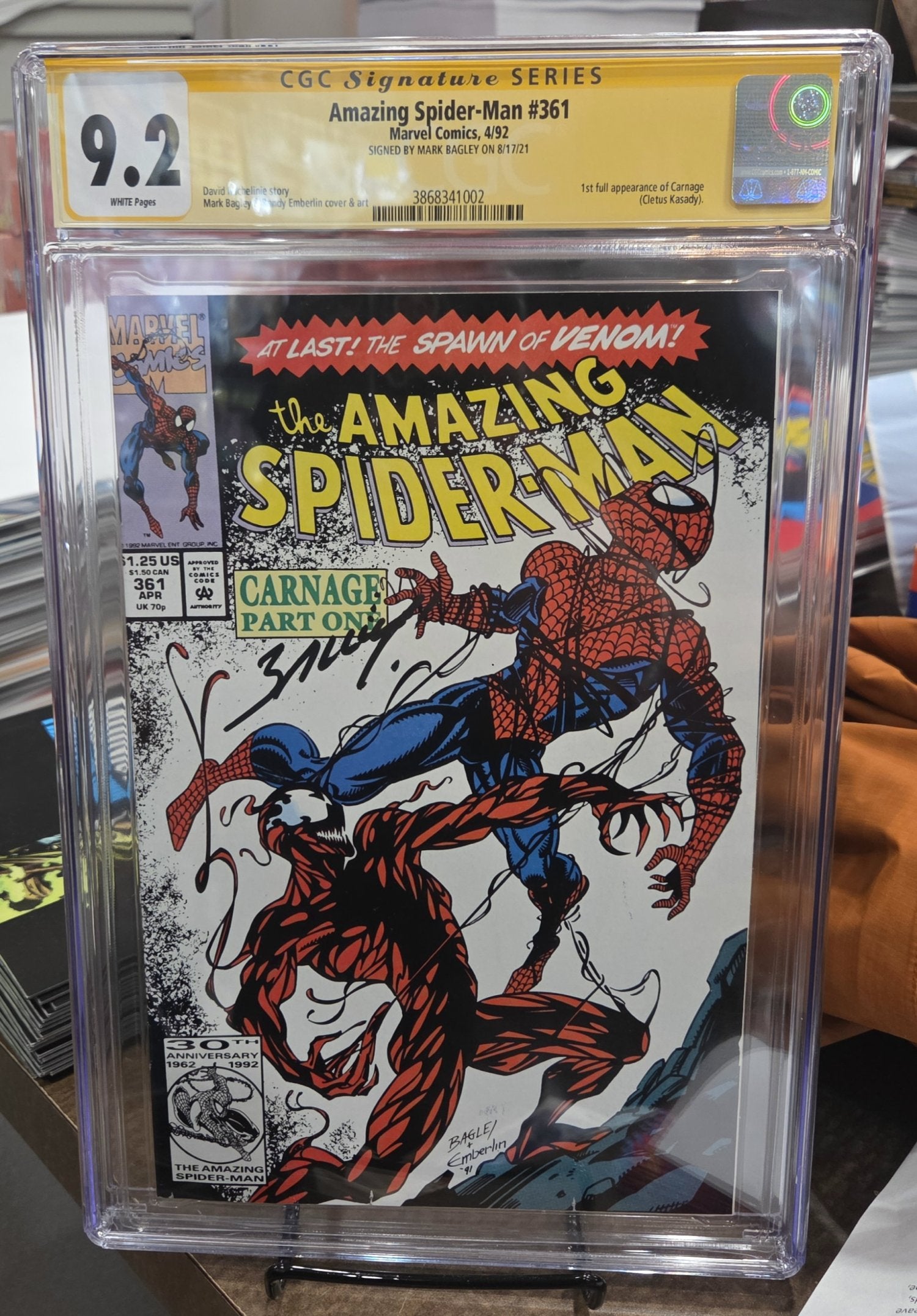 Amazing Spider-Man #361 SIGNED MARK BAGLEY CGC 9.2